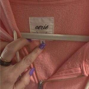 Aerie Coral Zip-Up Sweatshirt